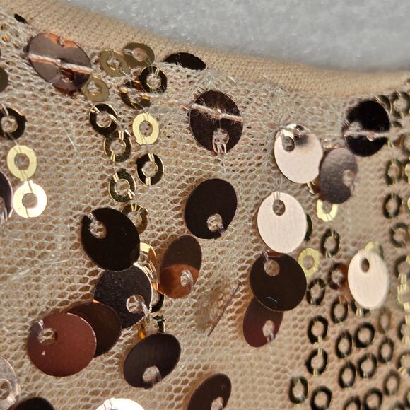 Shein NWT mesh sequin cami top Large 8/10 gold cream - Picture 7 of 13